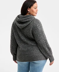 On 34th Trendy Plus Cable-Knit Cozy Sweater Hoodie, Macy's Exclusive