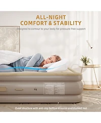 18-Inch Queen Air Mattress Elevated Inflatable Bed with Built-in Electric Pump