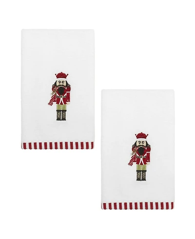 Avanti Peppermint Nutcracker Cotton 2-Pc. Fingertip Towel Set, 18" x 11"