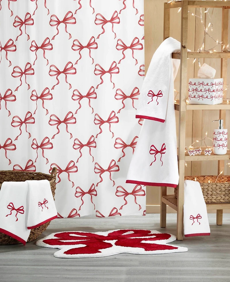 Avanti Christmas Bows Shower Curtain and 12-Pc. Shower Curtain Hooks Set