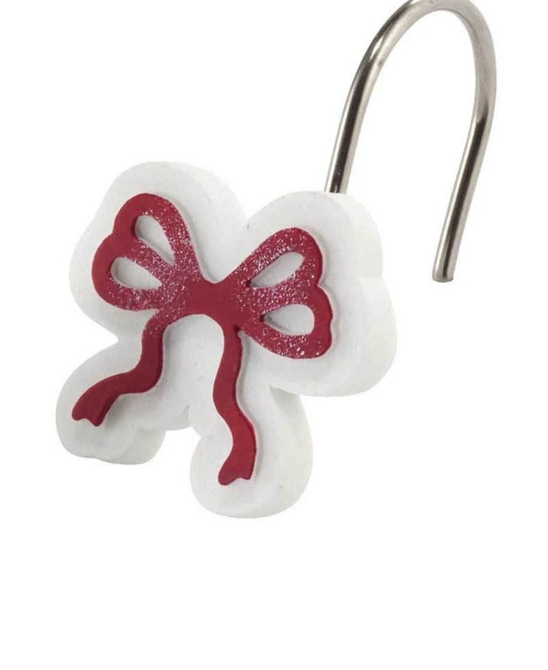 Avanti Christmas Bows Resin Shower Hooks, Set of 12