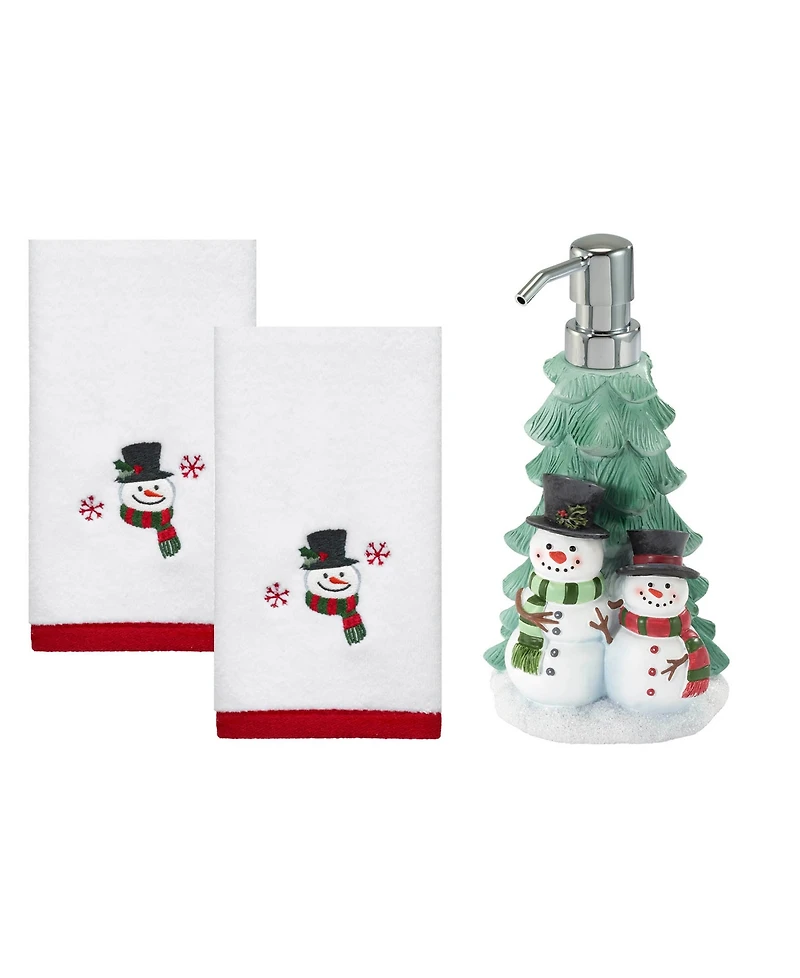 Avanti Winter Snowman Resin Lotion Pump and 2-Pc. Cotton Fingertip Towel Set
