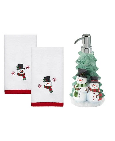 Avanti Winter Snowman Resin Lotion Pump and 2-Pc. Cotton Fingertip Towel Set