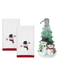 Avanti Winter Snowman Resin Lotion Pump and 2-Pc. Cotton Fingertip Towel Set