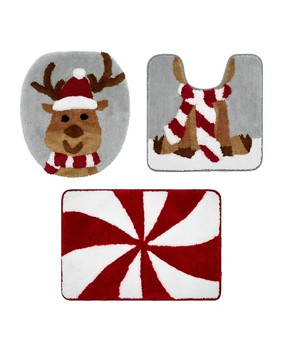 Avanti Holiday Reindeer 3-Pc. Polyester Bath Rug Set
