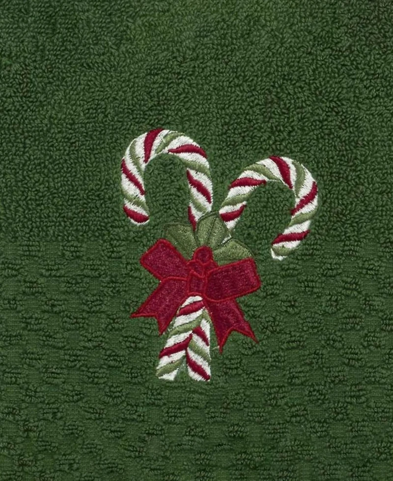 Avanti Candy Cane Cotton 2-Pc. Hand Towel Set, 28" x 16"