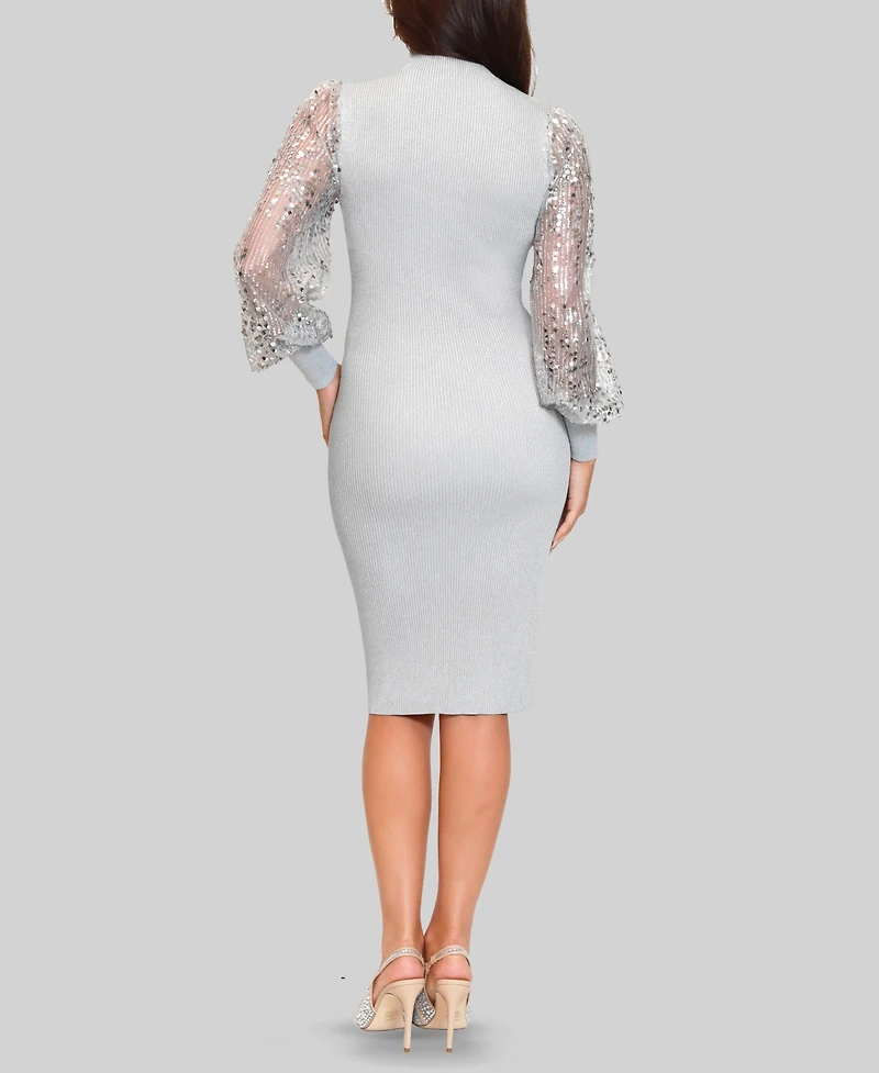 Dylan Ryan Women's Mock Neck Sweater Midi Dress