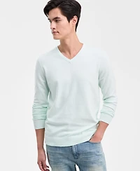 Alfani Men's Solid V-Neck Cotton Sweater, Created for Macy's