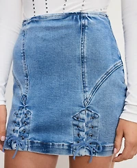 Good American Women's Dolly Joleans Lace-Up Mini Skirt, Regular And Plus