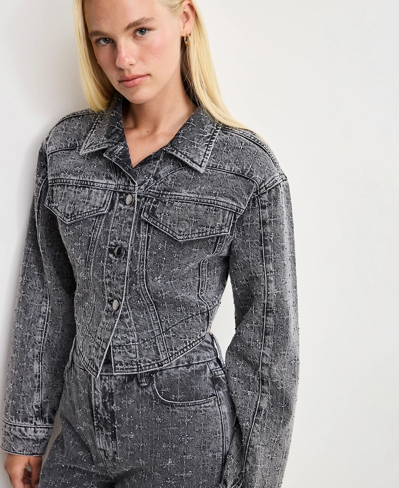 Good American Women's Dolly Joleans Crystal Denim Jacket, Regular & Plus