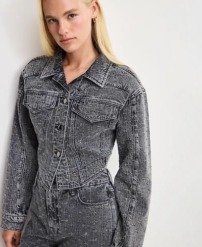 Good American Women's Dolly Joleans Crystal Denim Jacket, Regular & Plus