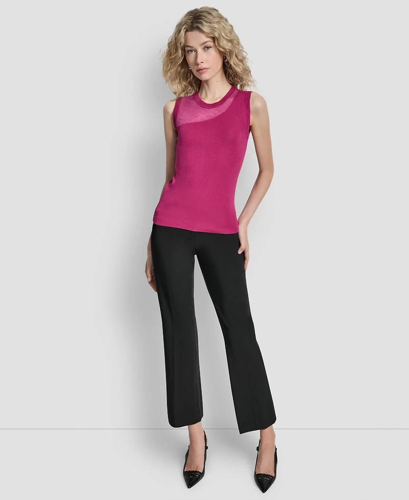 Dkny Women's Asymmetric Sheer Panel Sleeveless Sweater