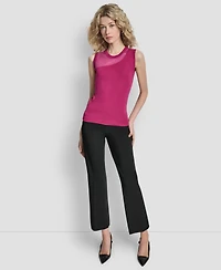 Dkny Women's Asymmetric Sheer Panel Sleeveless Sweater