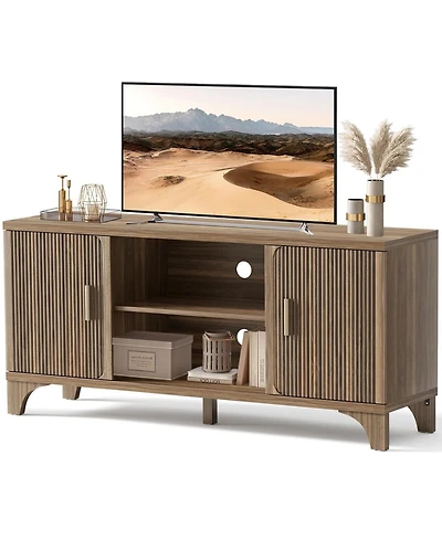 58-Inch Modern Tv Stand Mid-Century Entertainment Center with Storage for 55"/65" TVs