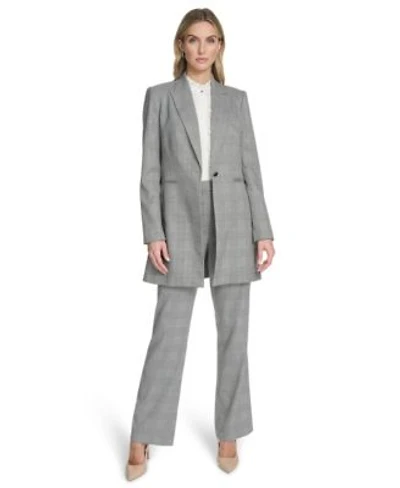Calvin Klein Womens Houndstooth One Button Jacket Long Sleeve Blouse Modern Fit Pants