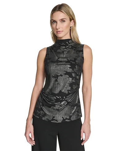 Calvin Klein Women's Novelty Printed Ruched Top