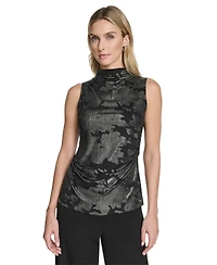 Calvin Klein Women's Novelty Printed Ruched Top