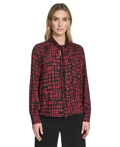 Calvin Klein Women's Tie-Front Printed Blouse