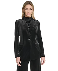 Calvin Klein Women's Long Sleeve One-Button Velvet Jacket