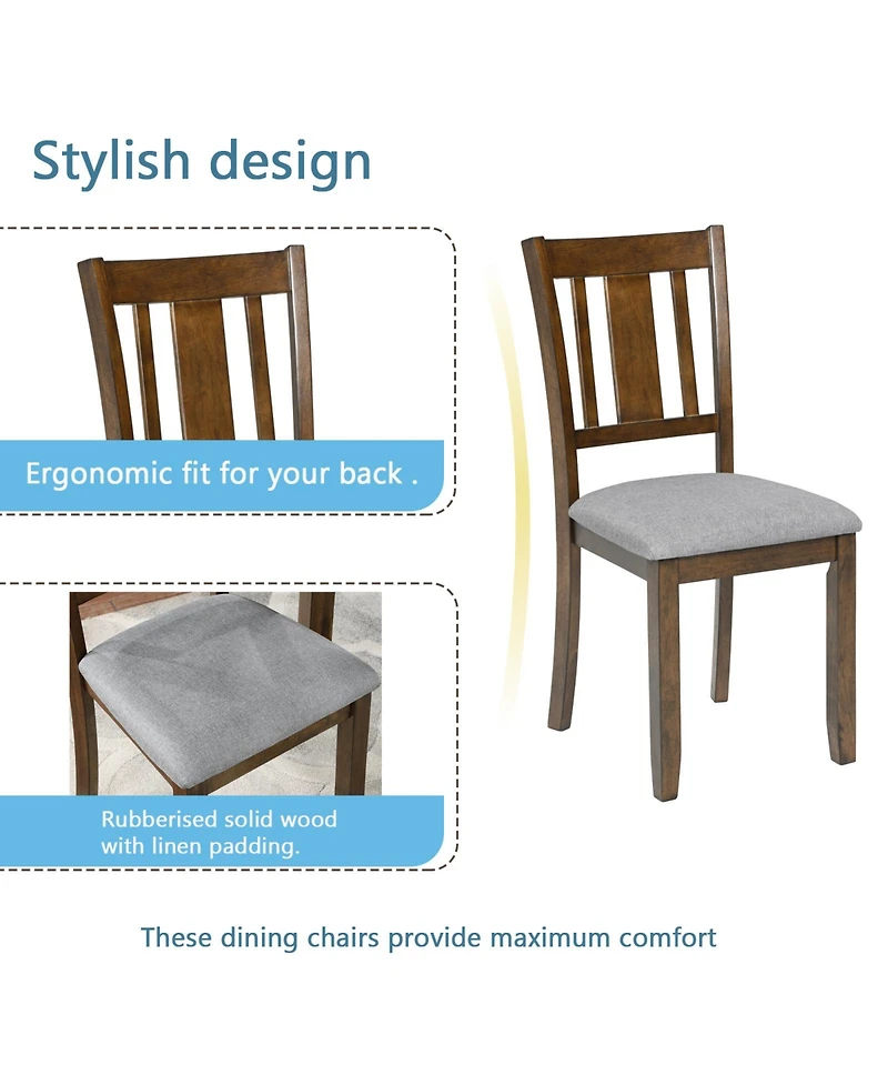Casainc 5 Piece Wooden Dining Table Set with 4 Chairs for Kitchen or Dining Room