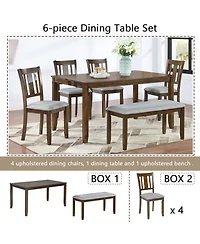 Casainc 6 Piece Rectangular Dining Table Set with Chairs and Bench for Kitchen or Dining Room
