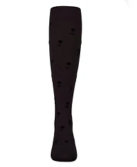 Memoi Girls Opaque Rose-Pattern Flocked Tights