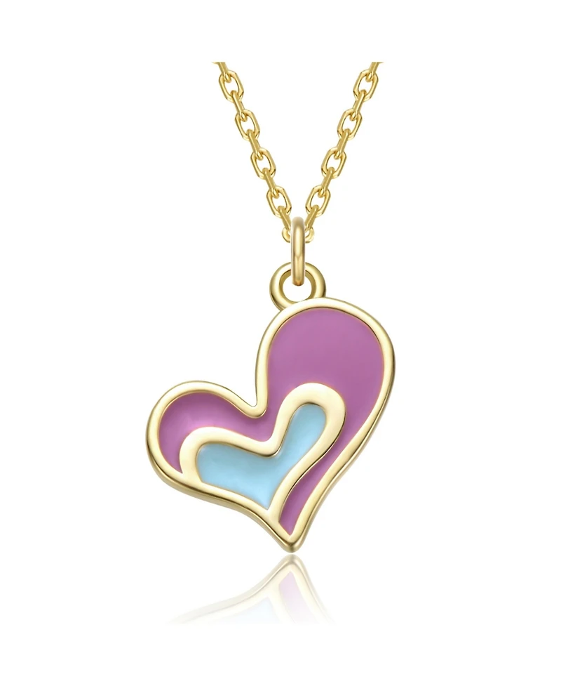 GiGiGirl 14k Gold Plated with Colored Enamel Heart Design Pendant Necklace