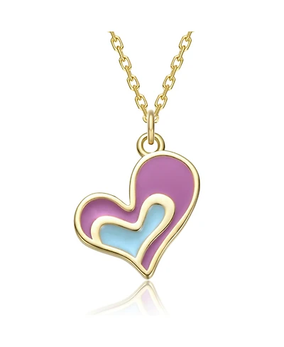 GiGiGirl 14k Gold Plated with Colored Enamel Heart Design Pendant Necklace