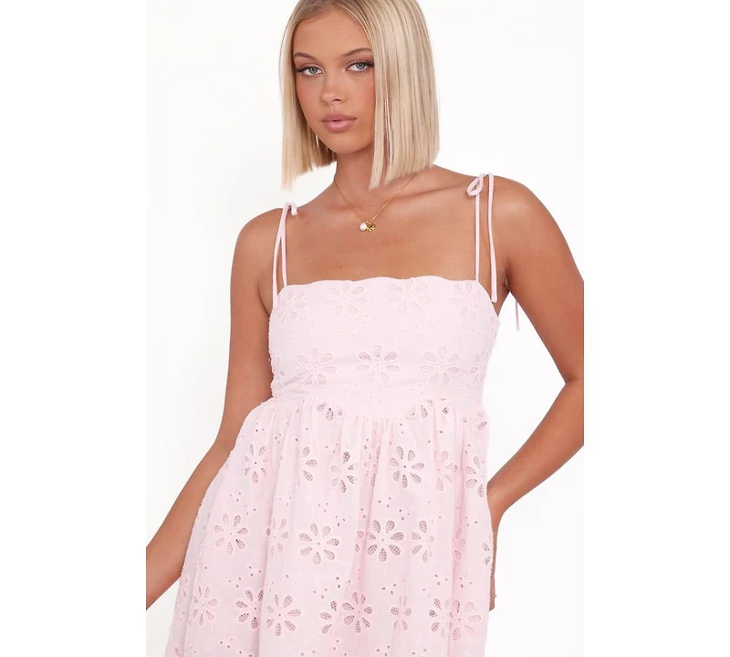 Petal and Pup Women's Lynne Mini Dress - Pink Broderie