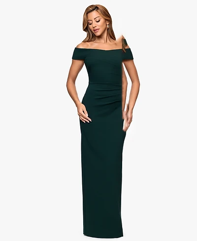 Xscape Women's Off The Shoulder Back Slit Dress