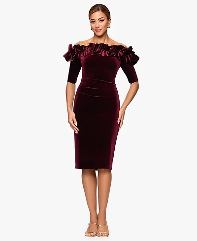 Xscape Women's Off The Shoulder Ruffle Dress