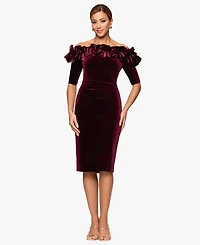 Xscape Women's Off The Shoulder Ruffle Dress