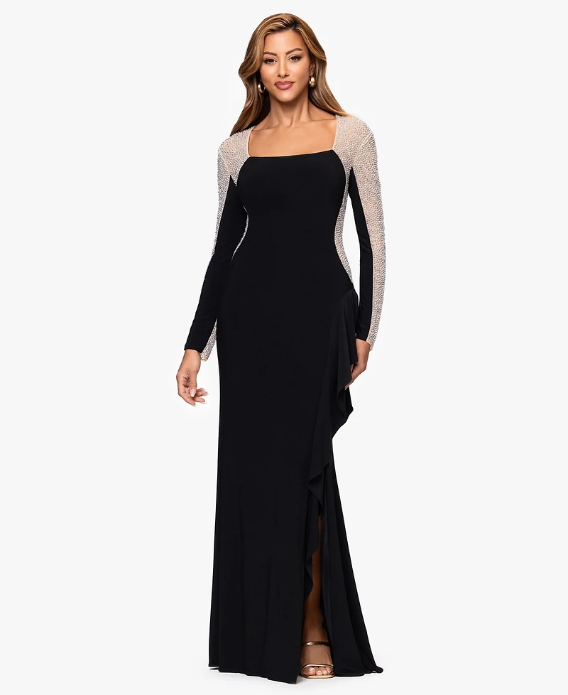 Xscape Women's Square Neck Long Dress