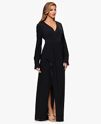 Xscape Women's V-Neck Long Sleeve Dress