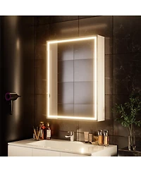Hauschen Home 32x24 inch Led Lighted Medicine Cabinet with Mirror, Moisture-Resistant Wood, Stepless Dimmable, 3000K/5500K, Defogger, Adjustable Shelf