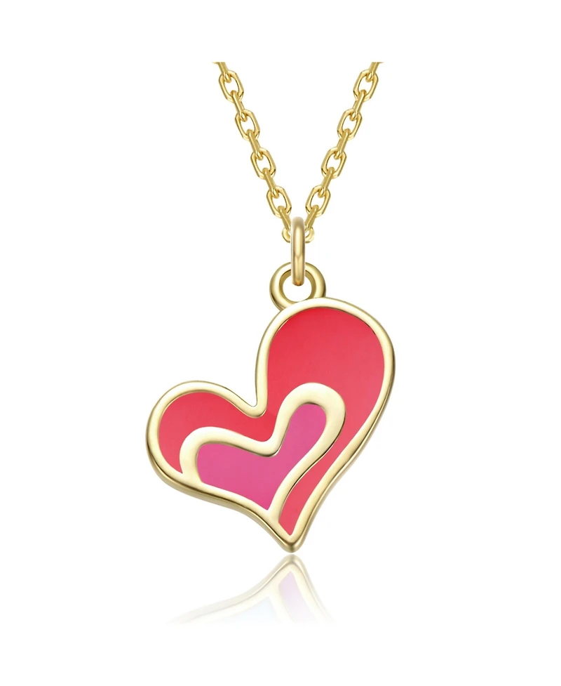 GiGiGirl 14k Gold Plated with Colored Enamel Heart Design Pendant Necklace