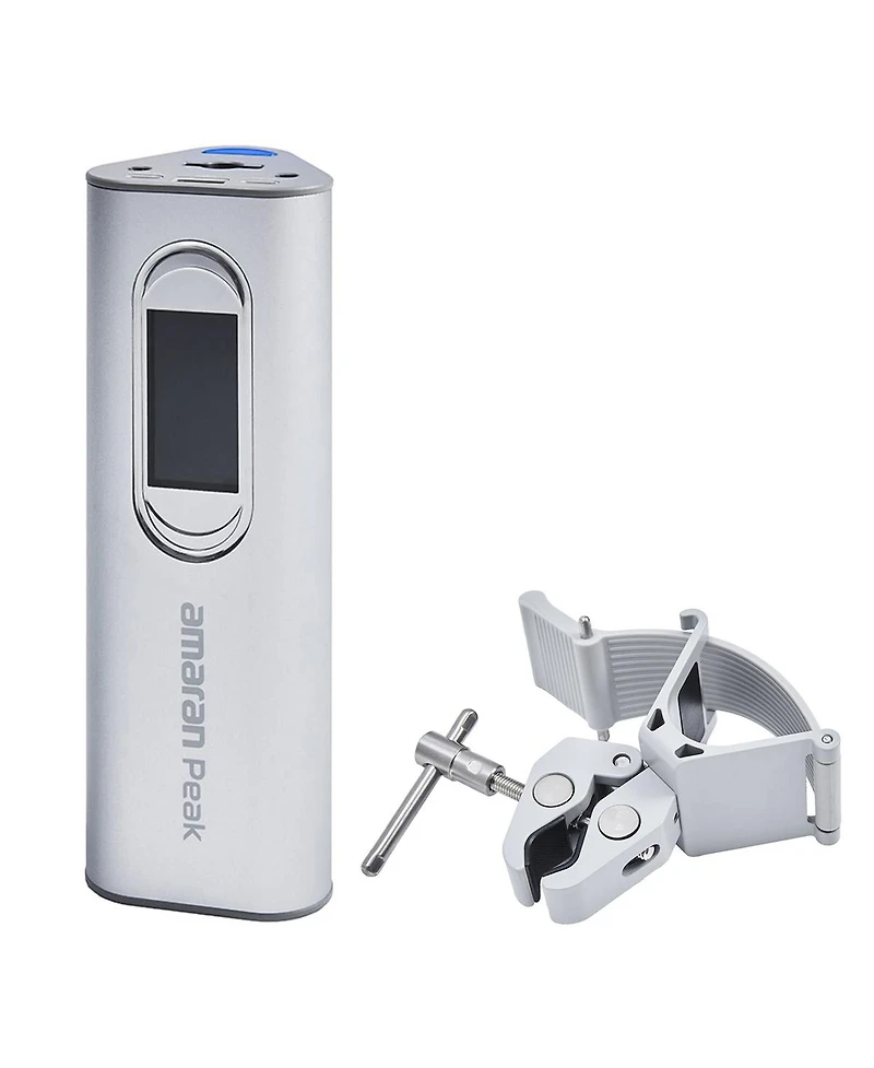 amaran Peak Battery Grip, Bundle with Crab-Shaped Light Stand Clamp, Silver
