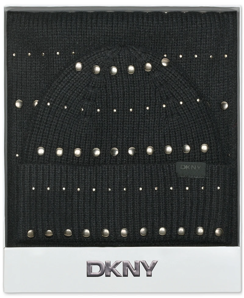 Dkny Women's 2-Piece Studded Beanie and Scarf Set