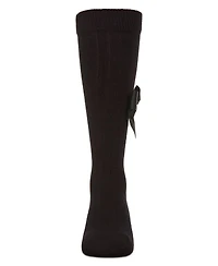 Memoi Big Girls Ribbed Stretch Cotton Bow Trim Knee Sock