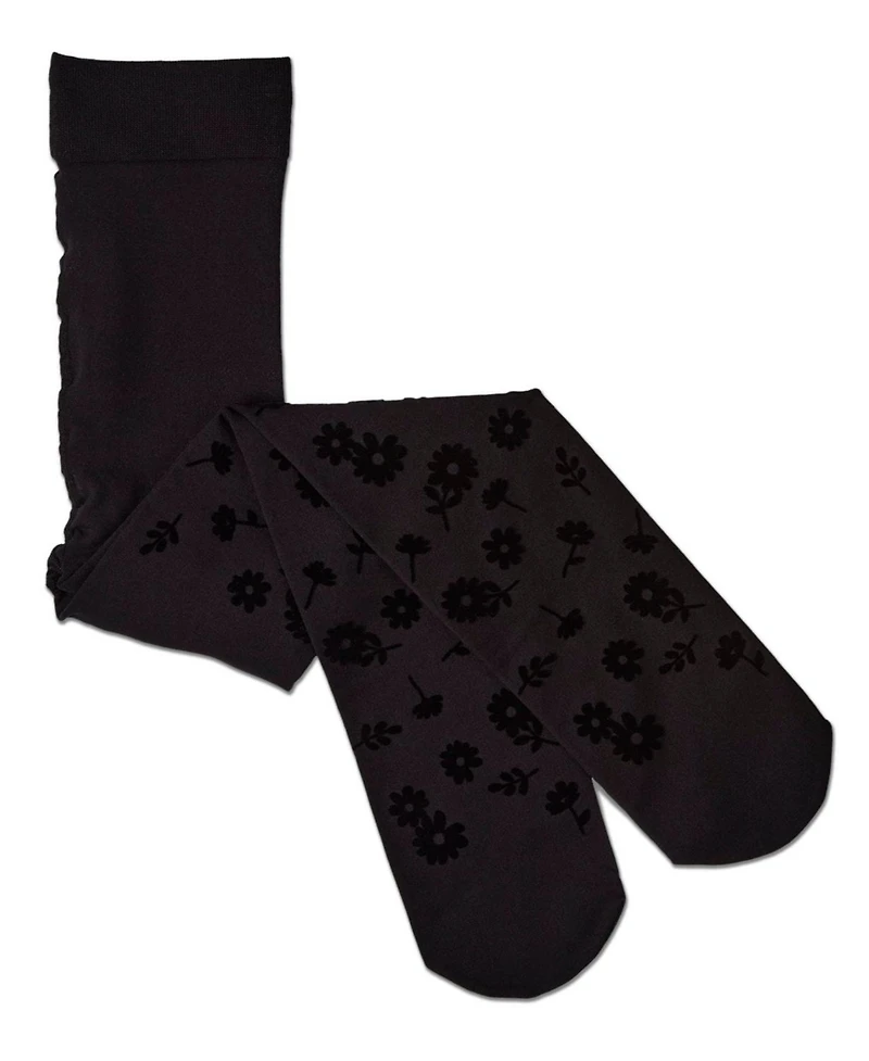 MeMoi Girls Opaque "Flower Garden" Flocked Tights