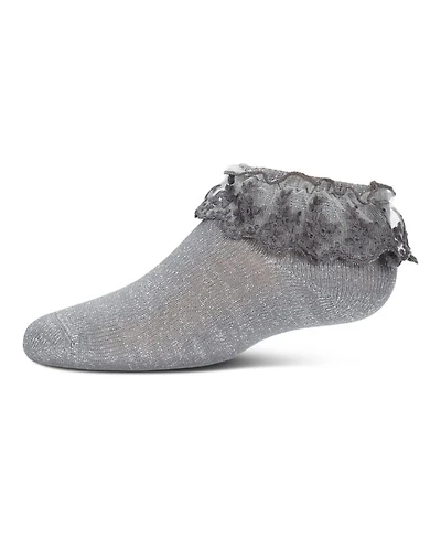 Memoi Little Girls Step and Shimmer Ruffle Anklet Socks