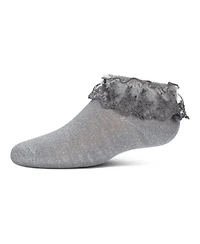 Memoi Little Girls Step and Shimmer Ruffle Anklet Socks