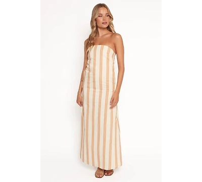 Petal and Pup Women's Luisa Midi Dress - Brown Stripe