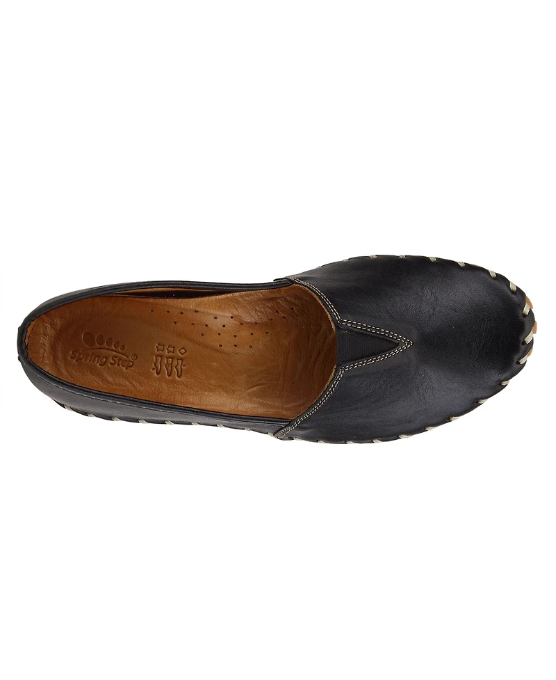 Spring Step Kathaleta Leather Slip-On Comfort Flats with V-Elastic Notch, Arch Support & Removable Insole