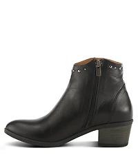 Azura Spring Step Wildwest Leather Western Bootie with Studded Detail and Inside Zipper