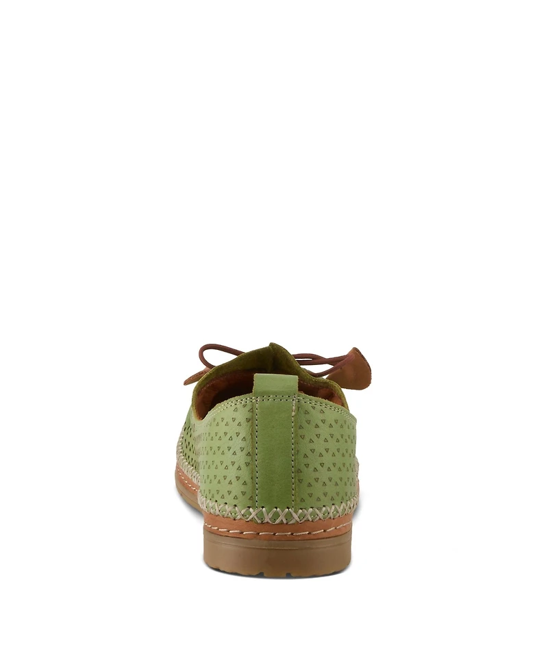 Spring Step Berna-perf Leather Perforated Slip-On Flats with Elastic Laces