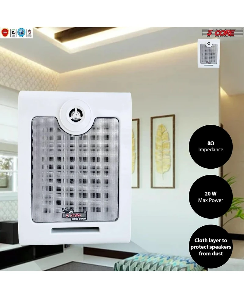 5 Core Outdoor Speakers Stereo In Wall 500W Peak Passive Home Audio System - Window