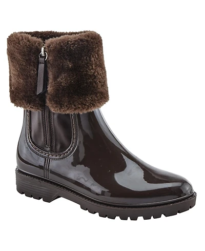 Azura Spring Step Wellies Faux Fur Trim Waterproof Rain Boot with Zipper and Padded Insole