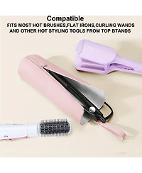 Bubm Pink Heat Resistant Hair Tool Organizer - 11.4”x3.5”x2.8” Travel Pouch for Curling Irons, Flat Irons & Straighteners