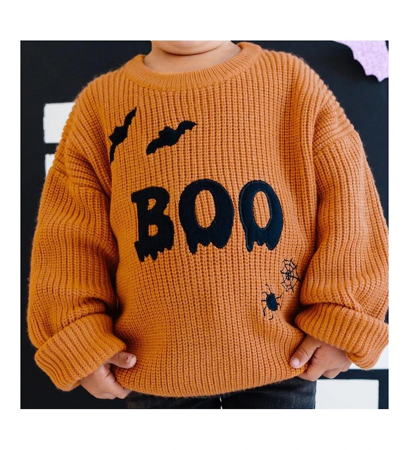 Sweet Wink Little and Big Boys Boo Drip Halloween Knit Sweater